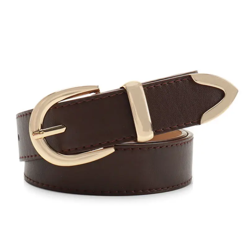 Women's Tan Leather Belt with Buckle - Image 5