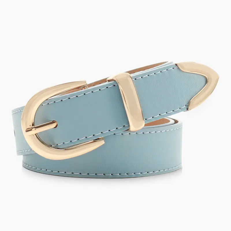Women's Tan Leather Belt with Buckle - Image 6