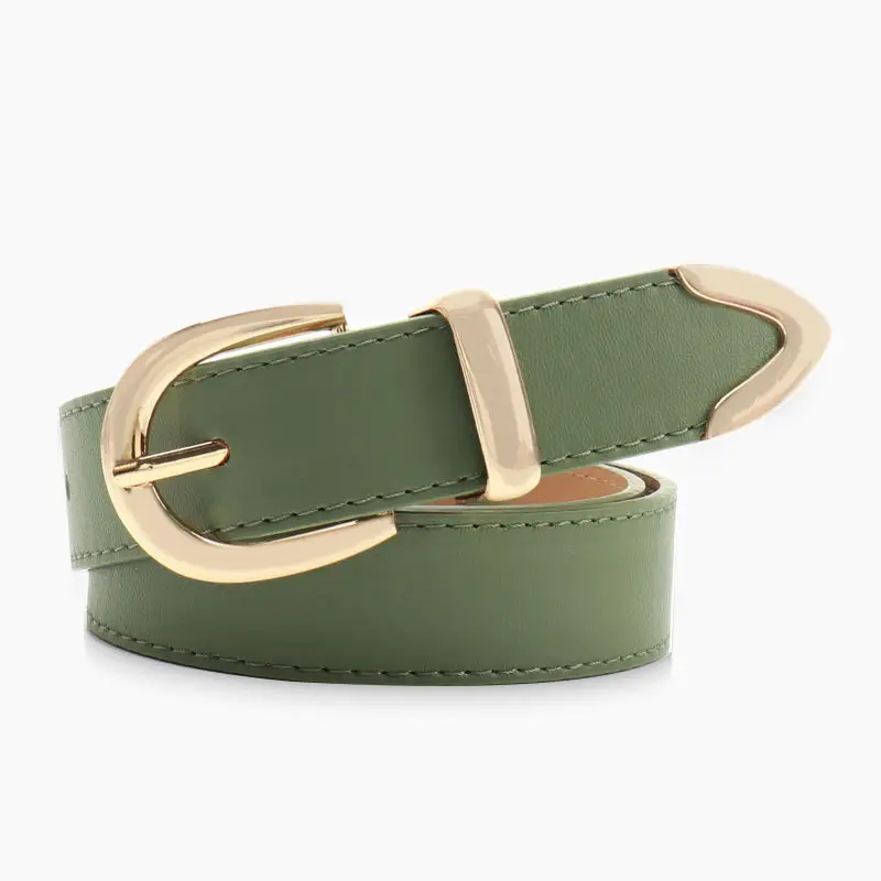 Women's Tan Leather Belt with Buckle - Image 7