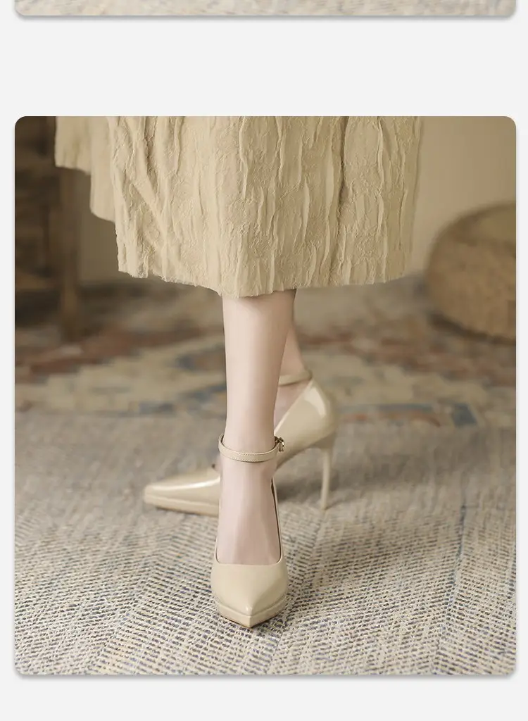 Women's Single-Strap Shoes 2026 New Style Elegant Pointed Toe Ultra-High Thin Heel Comfortable Waterproof Platform High Heels Patent Leather — feature 3