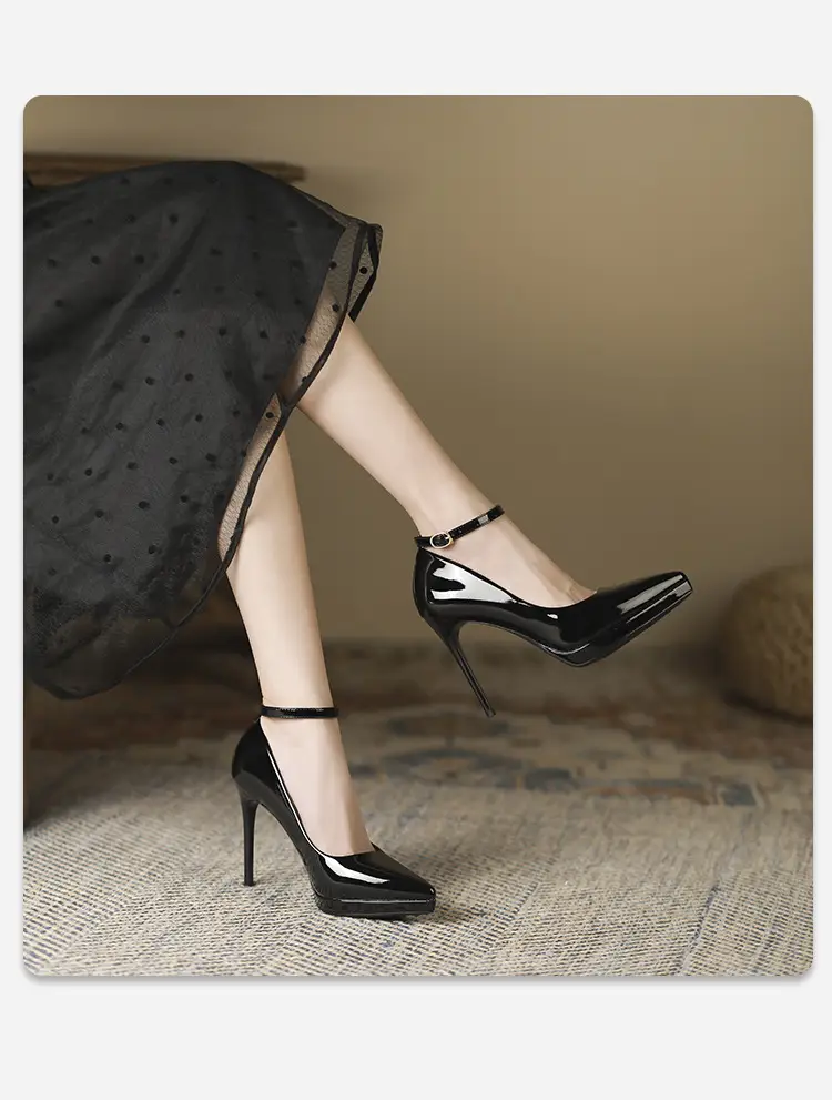 Women's Single-Strap Shoes 2026 New Style Elegant Pointed Toe Ultra-High Thin Heel Comfortable Waterproof Platform High Heels Patent Leather — feature 5