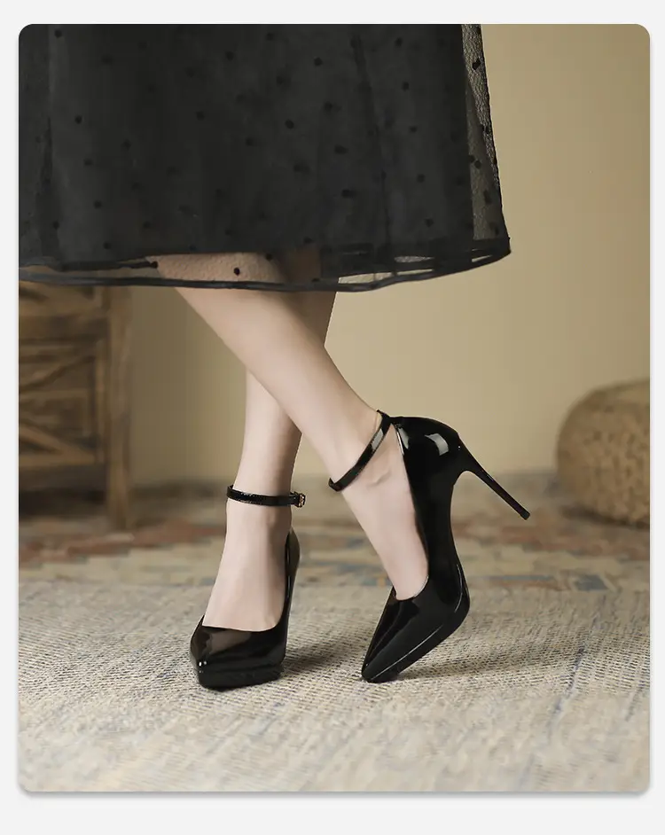 Women's Single-Strap Shoes 2026 New Style Elegant Pointed Toe Ultra-High Thin Heel Comfortable Waterproof Platform High Heels Patent Leather — feature 6