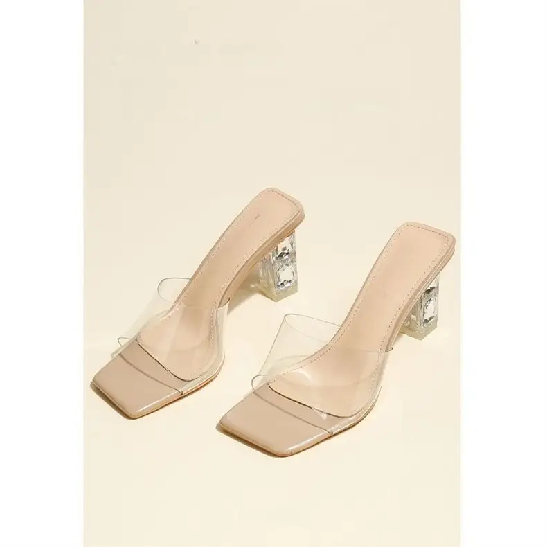 Transparent Sandals, Crystal Thick-Heeled High-Heeled Shoes, Summer 2026 New Style, Fashionable and Elegant One-Line Slippers for Women to Wear Outside — feature 6