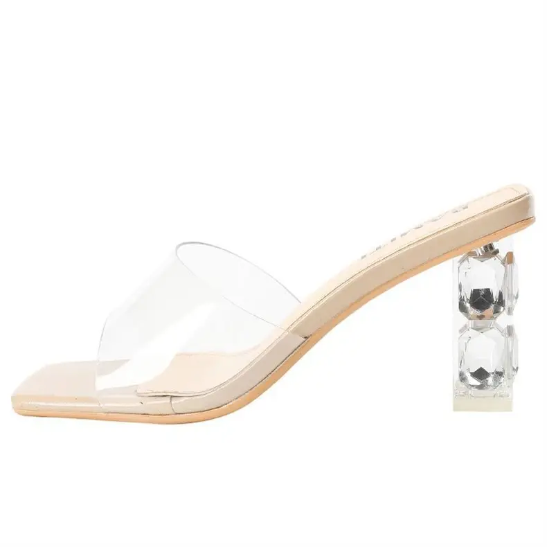Transparent Sandals, Crystal Thick-Heeled High-Heeled Shoes, Summer 2026 New Style, Fashionable and Elegant One-Line Slippers for Women to Wear Outside — feature 8