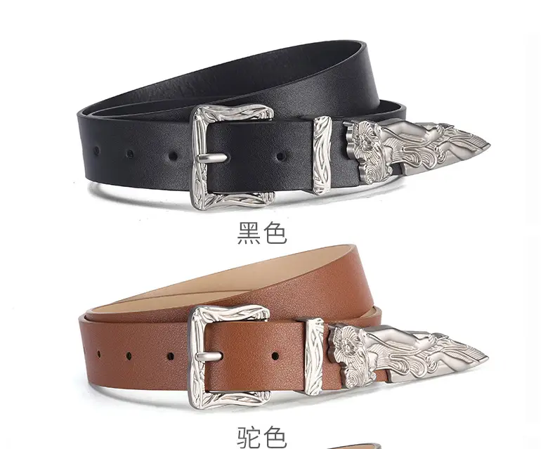 Vintage Mermaid Buckle Belt for Women Black Brown — feature 12