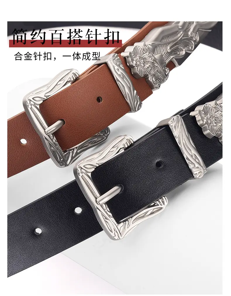 Vintage Mermaid Buckle Belt for Women Black Brown — feature 14