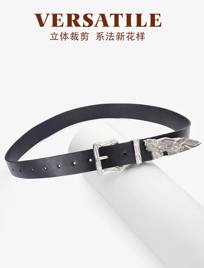 Vintage Mermaid Buckle Belt for Women Black Brown — feature 3