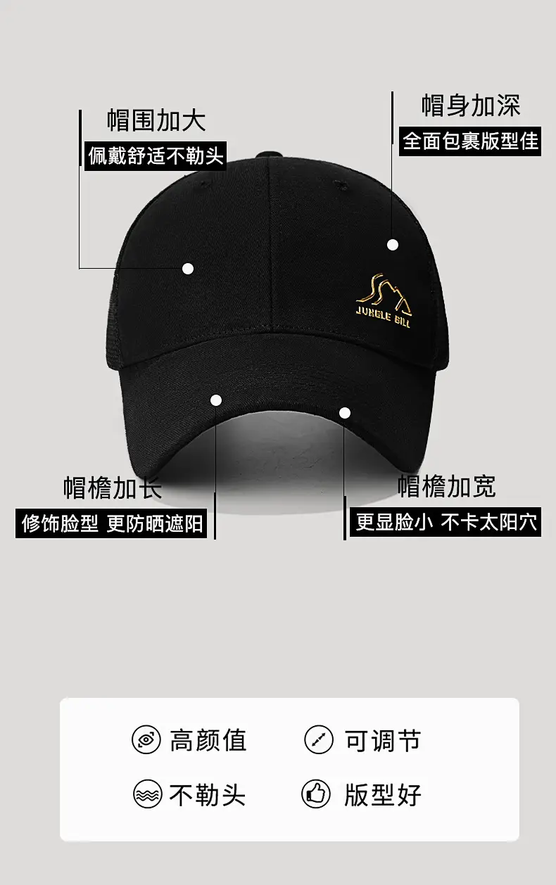 Black Mesh Baseball Cap with Gold Logo — feature 3