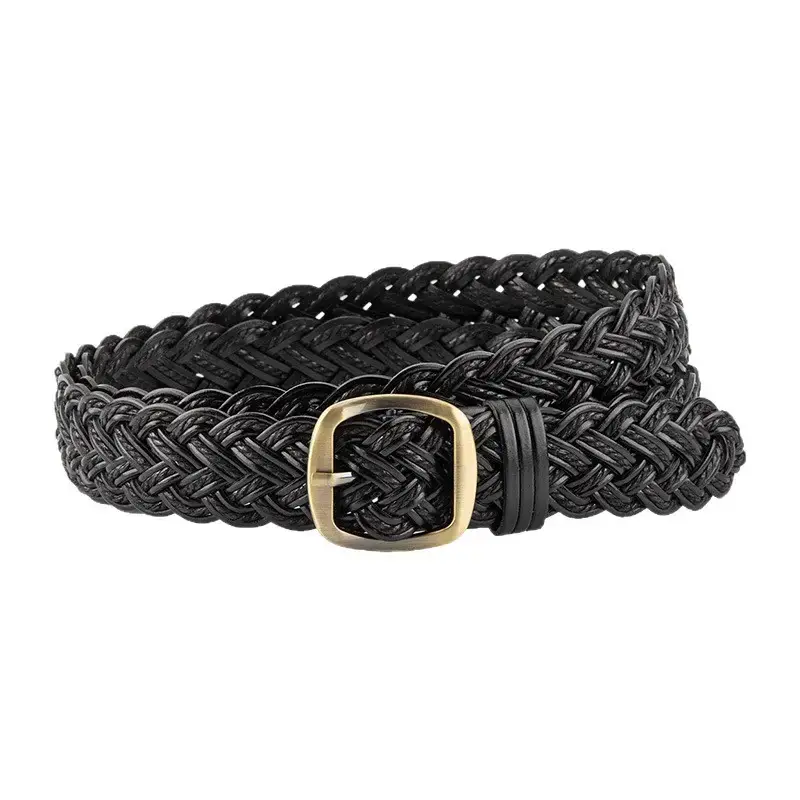 Black Braided Belt for Women Vintage Decorative Belt