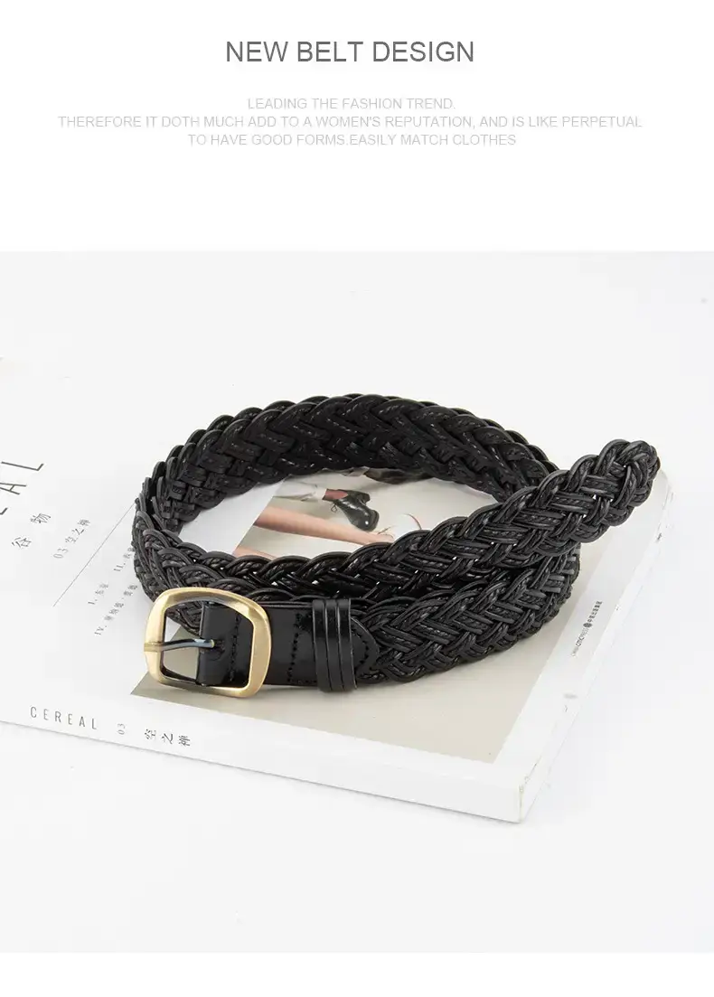 Black Braided Belt for Women Vintage Decorative Belt — feature 10