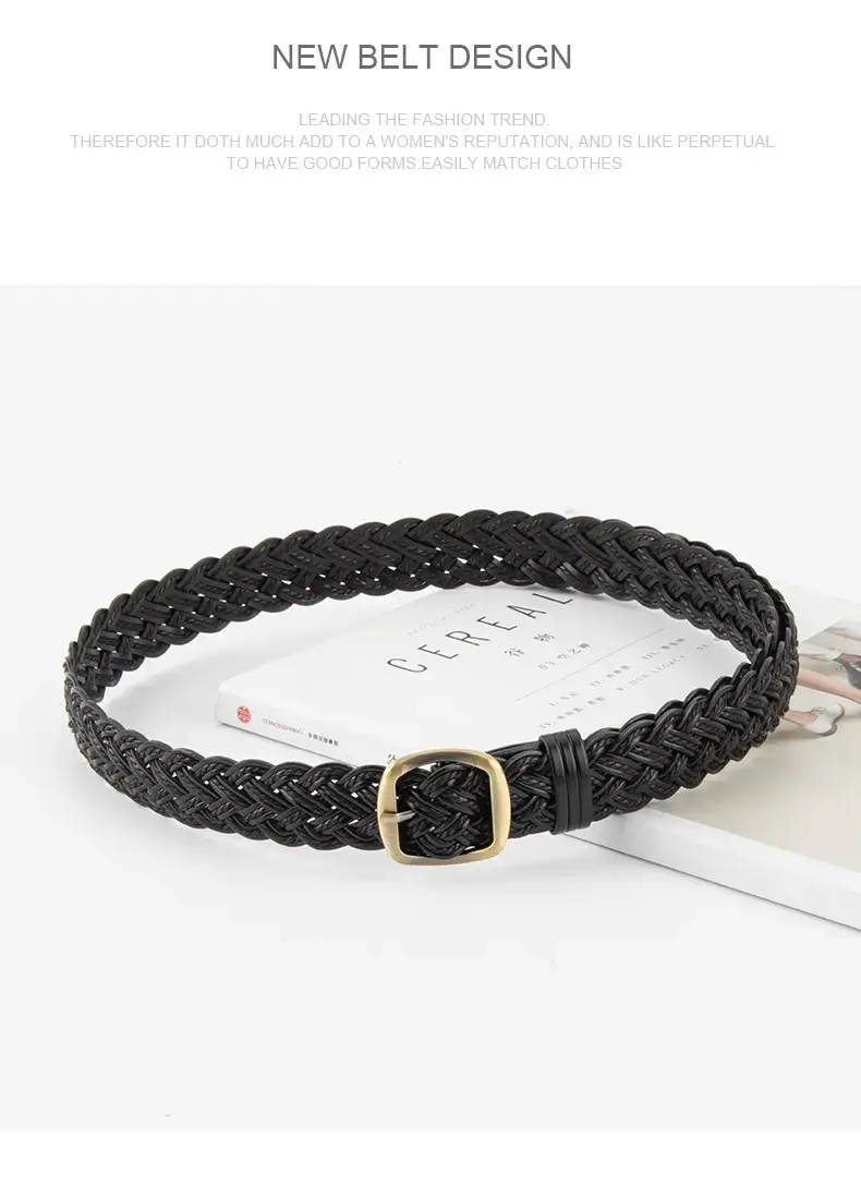 Black Braided Belt for Women Vintage Decorative Belt — feature 11