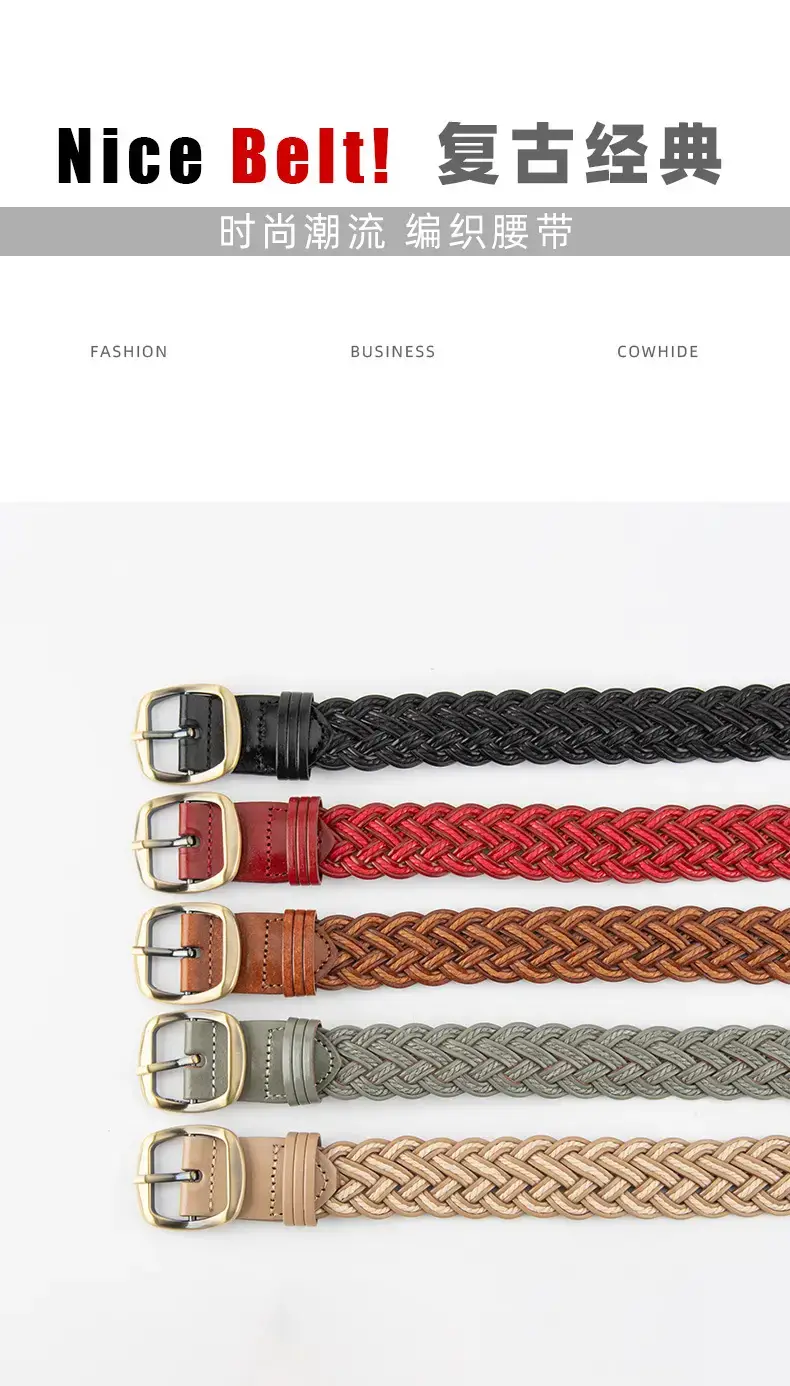Black Braided Belt for Women Vintage Decorative Belt — feature 3