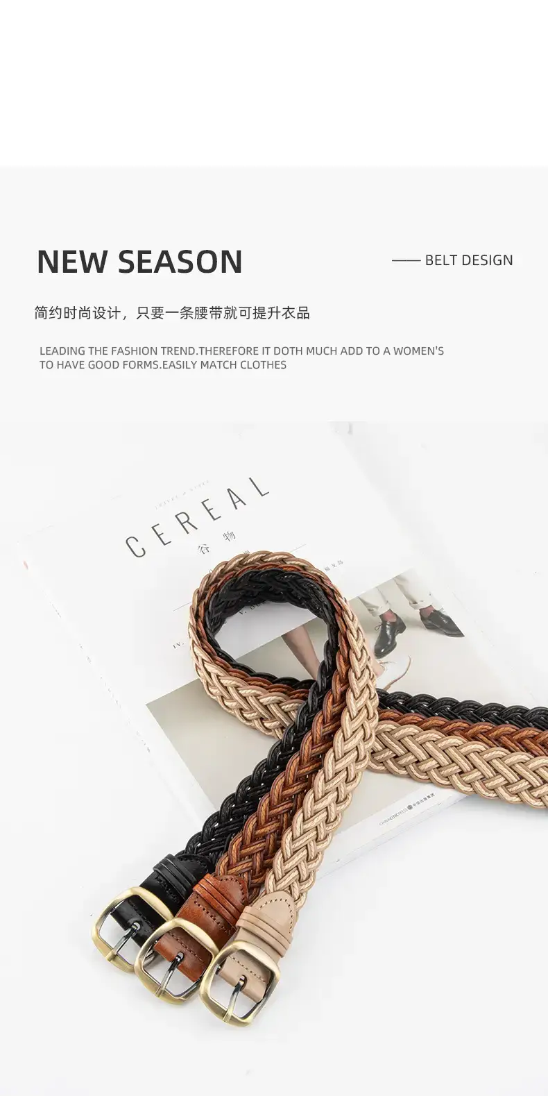 Black Braided Belt for Women Vintage Decorative Belt — feature 4