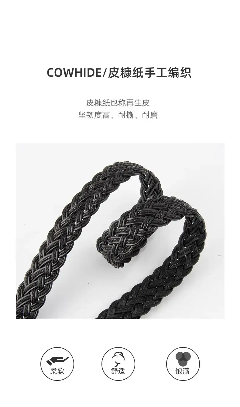 Black Braided Belt for Women Vintage Decorative Belt — feature 5