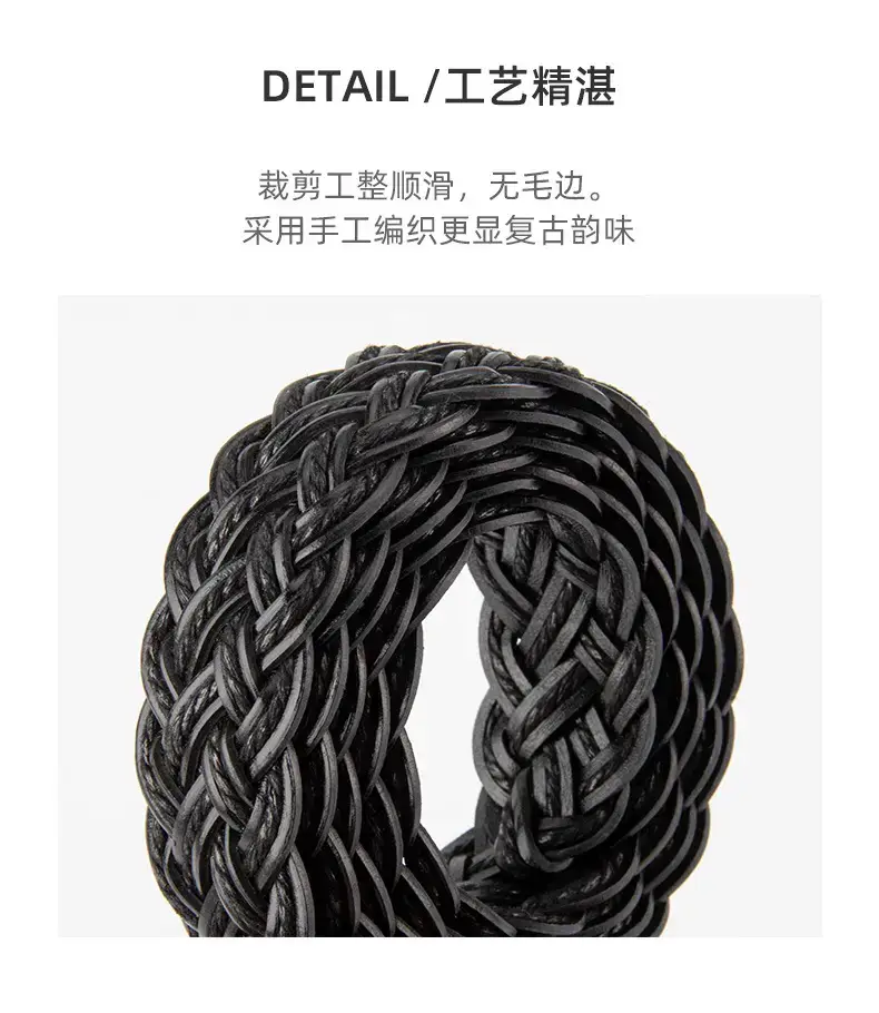 Black Braided Belt for Women Vintage Decorative Belt — feature 7