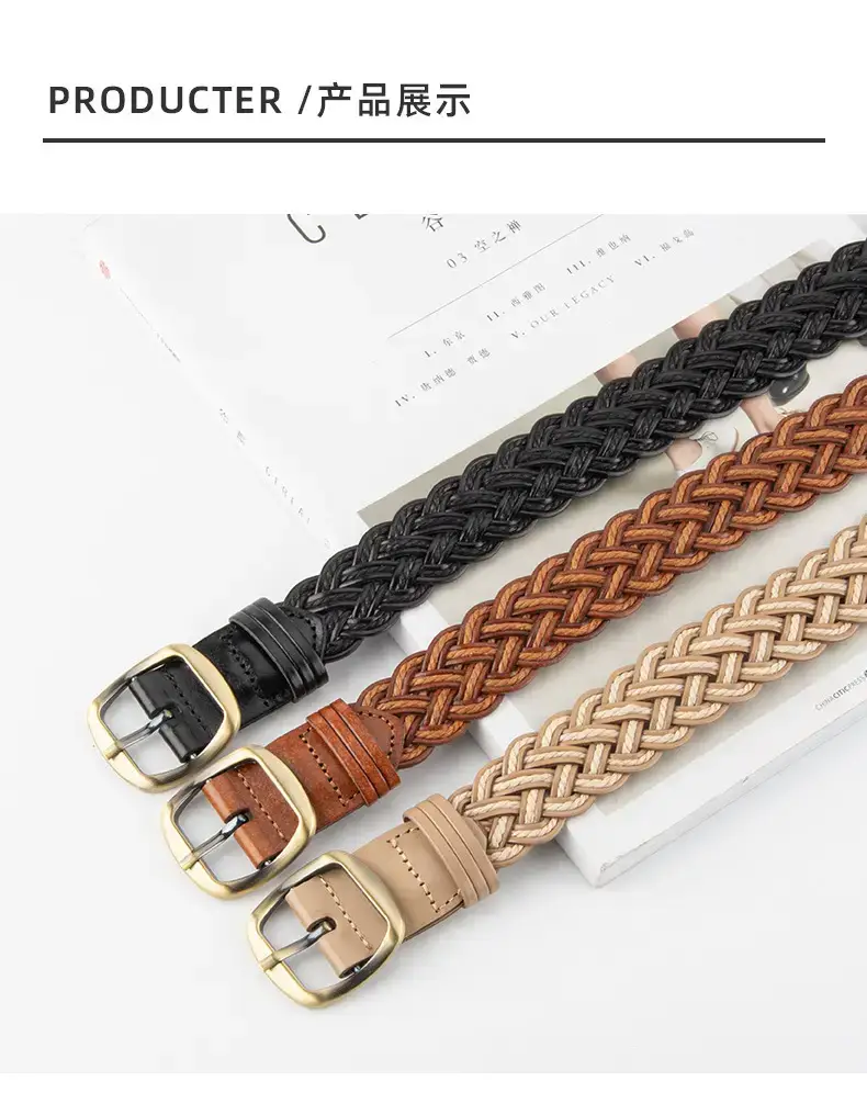 Black Braided Belt for Women Vintage Decorative Belt — feature 9