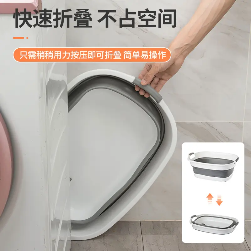 Foldable Laundry Basin Extra Large Gray Plastic - Image 8