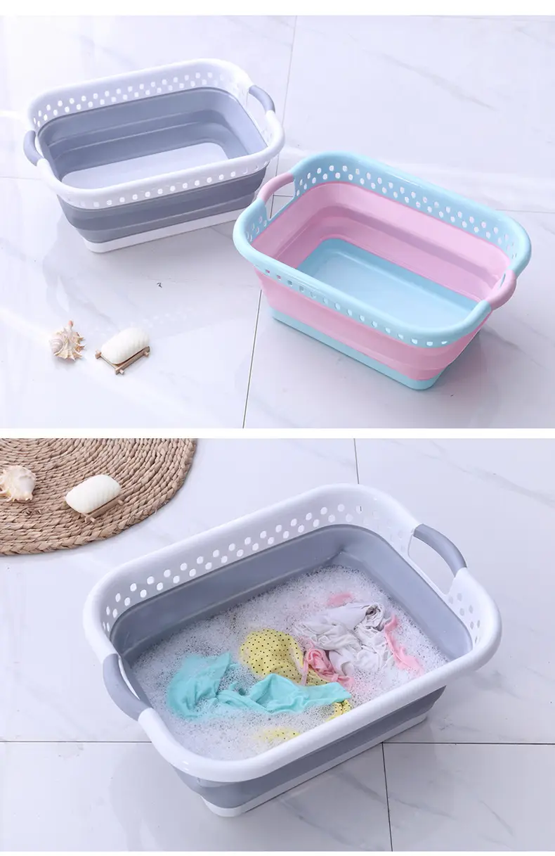 Foldable Laundry Basin Extra Large Gray Plastic — feature 9
