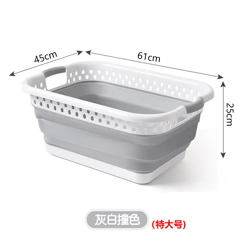 Foldable Laundry Basin Extra Large Gray Plastic - Image 4