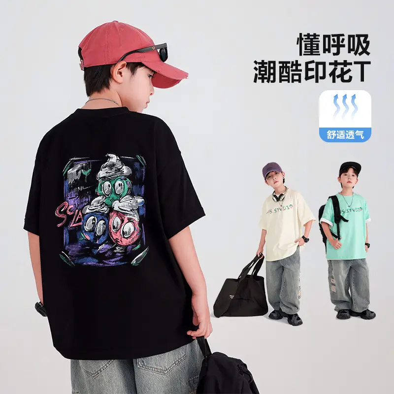Boys Black Graffiti T-Shirt 2026 Cool Summer - Image 3