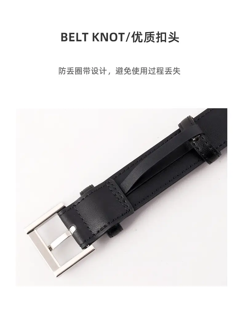 Women's Genuine Leather Belt Black Gold Buckle — feature 34