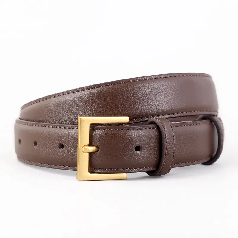 Women's Genuine Leather Belt Black Gold Buckle - Image 6