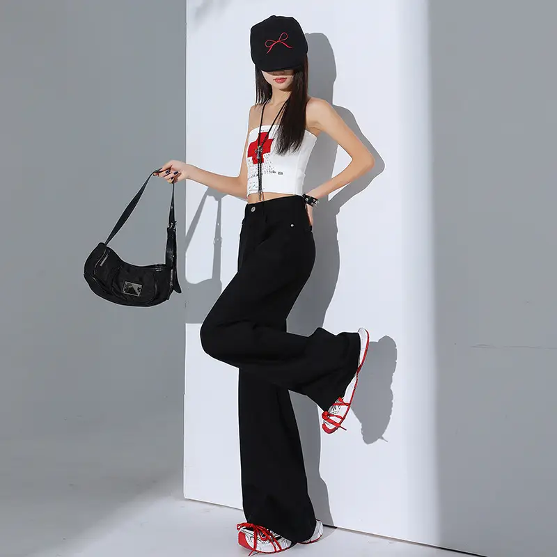 Women Tencel Wide Leg Pants Dark Sky Loose Slimming