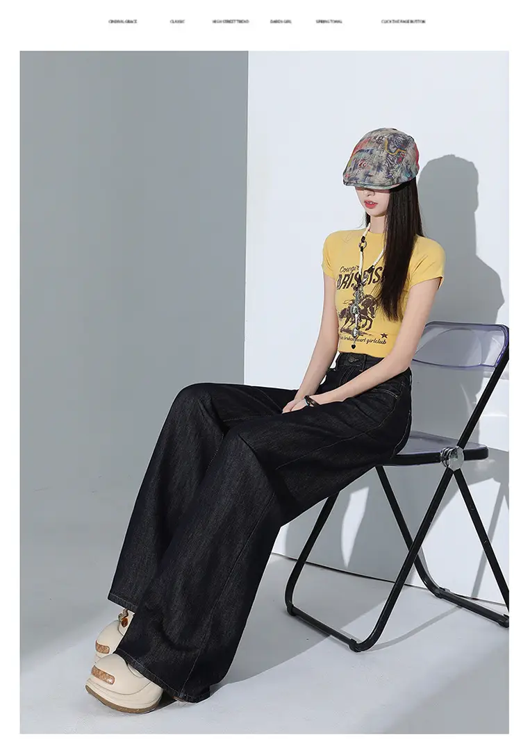 Women Tencel Wide Leg Pants Dark Sky Loose Slimming — feature 21