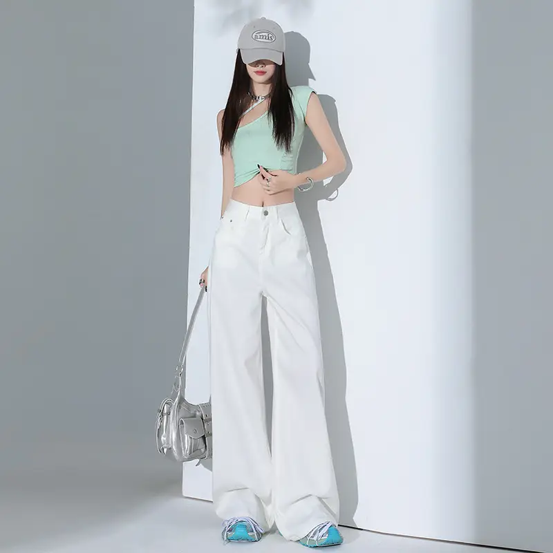 Women Tencel Wide Leg Pants Dark Sky Loose Slimming