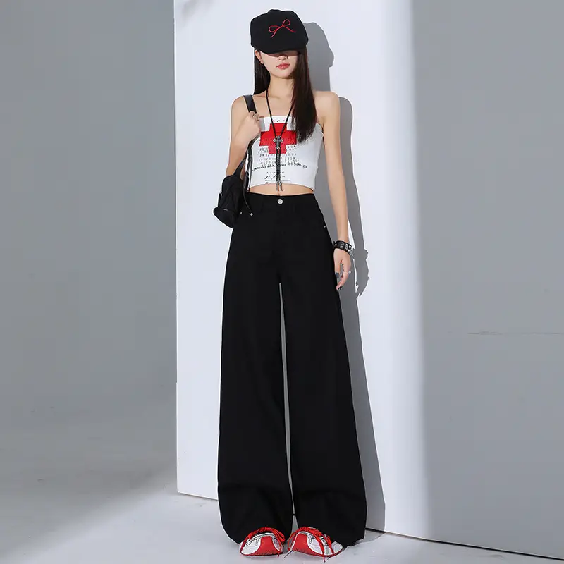 Women Tencel Wide Leg Pants Dark Sky Loose Slimming