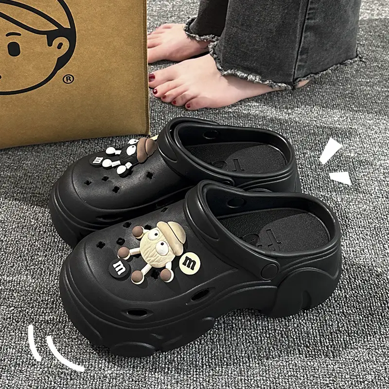 Cute Platform Slippers for Women, Height-Increasing, Non-Slip Closed-Toe
