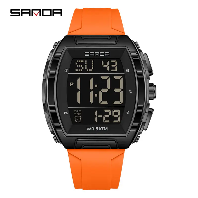 Sanda Orange Digital Alarm Watch with Water Resistant Design - Image 39
