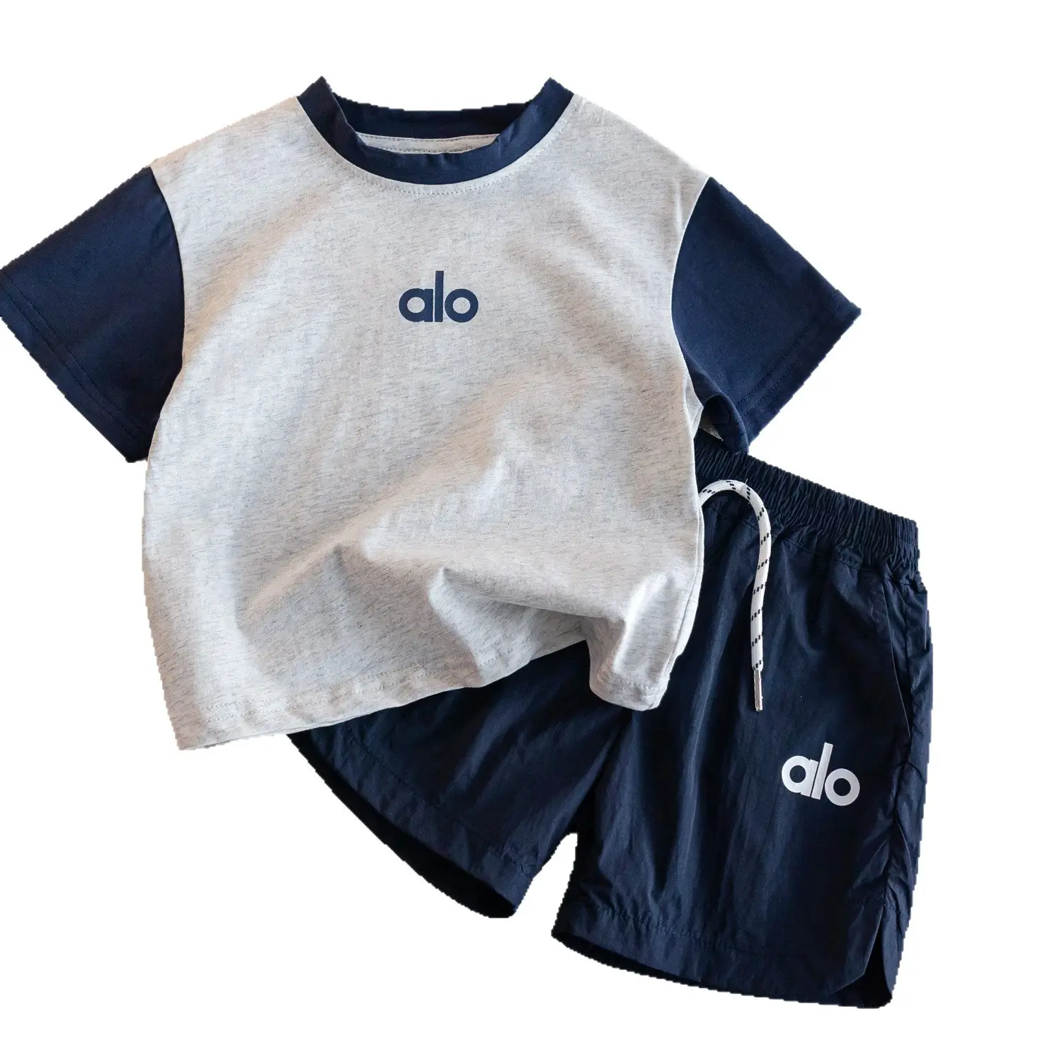 2025 Kids Boys Contrast Two-Piece Short Sleeve Set - Image 5