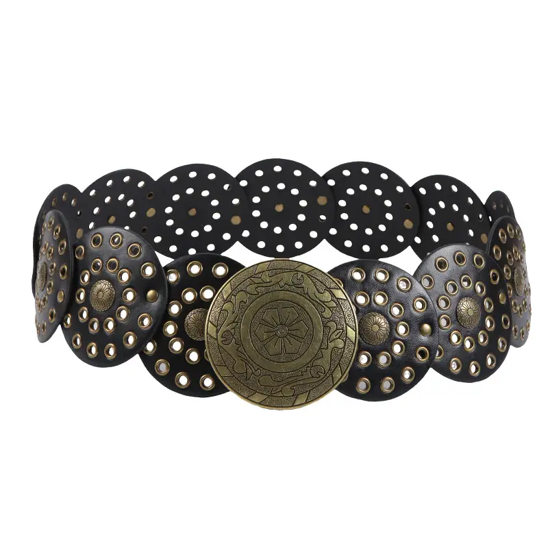 Women Retro Rivet Belt Eyelet Buckle Belt Wholesale — feature 13