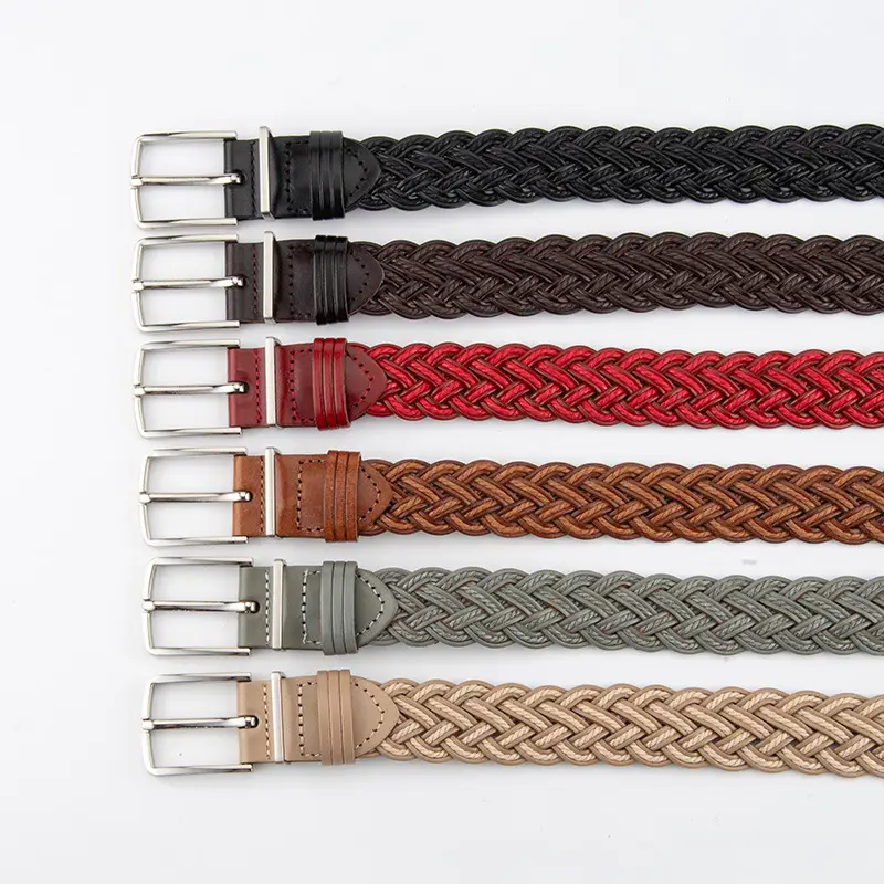 Hand-Woven Women's Pin Buckle Belt Brown - Image 8