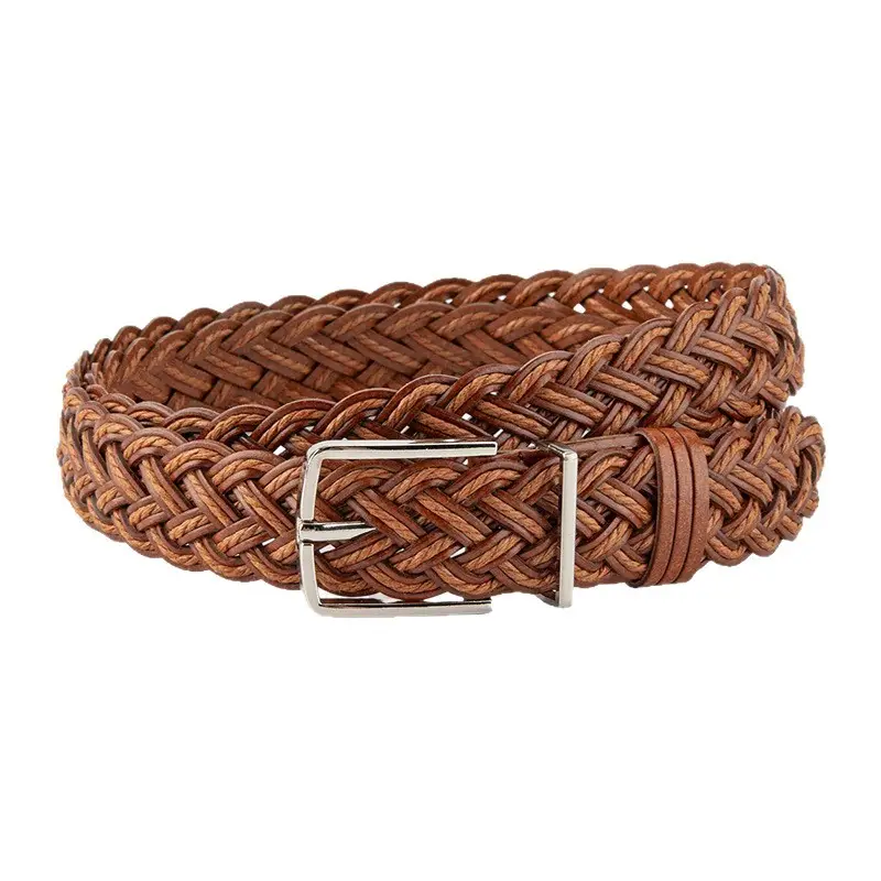 Hand-Woven Women's Pin Buckle Belt Brown - Image 11