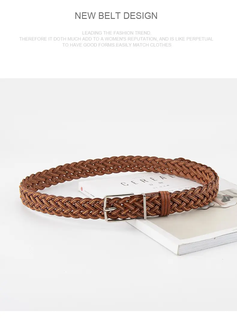 Hand-Woven Women's Pin Buckle Belt Brown — feature 11