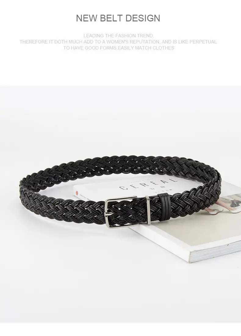 Hand-Woven Women's Pin Buckle Belt Brown — feature 12