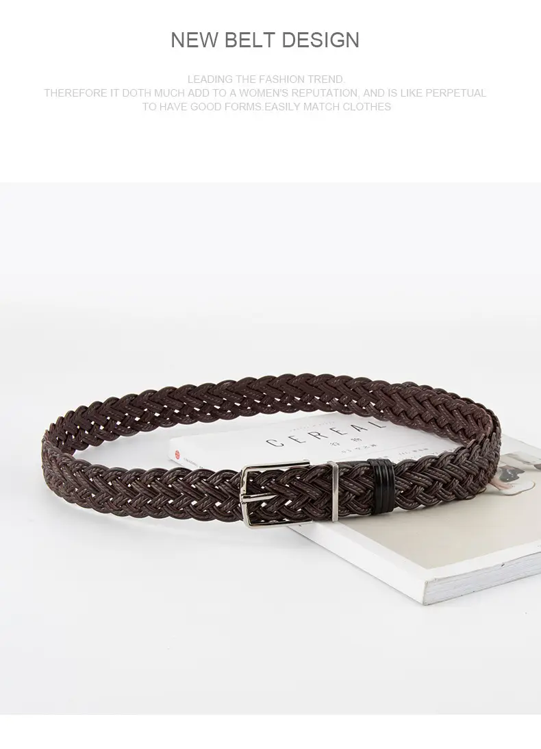 Hand-Woven Women's Pin Buckle Belt Brown — feature 13