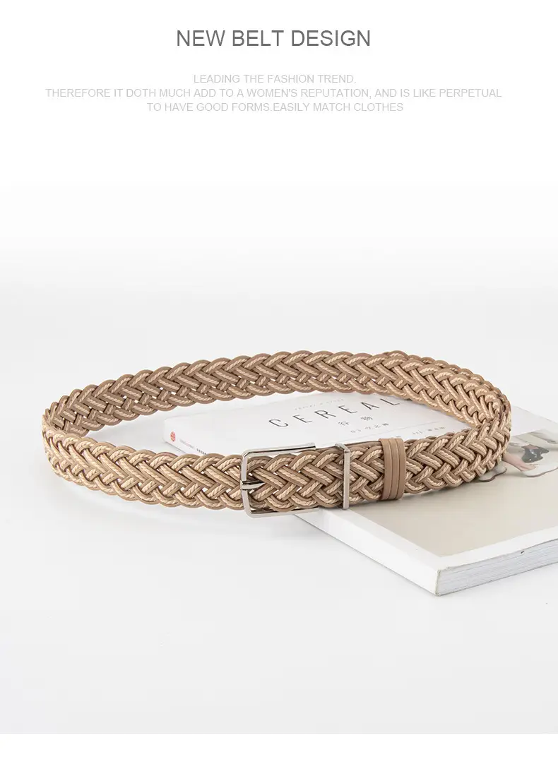 Hand-Woven Women's Pin Buckle Belt Brown — feature 14