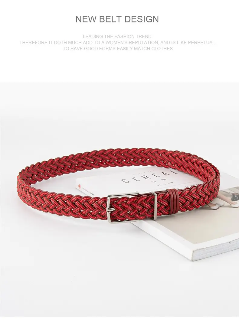 Hand-Woven Women's Pin Buckle Belt Brown — feature 15