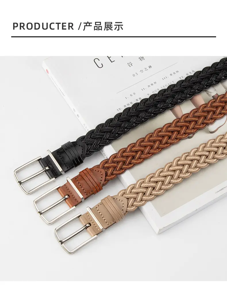 Hand-Woven Women's Pin Buckle Belt Brown — feature 9