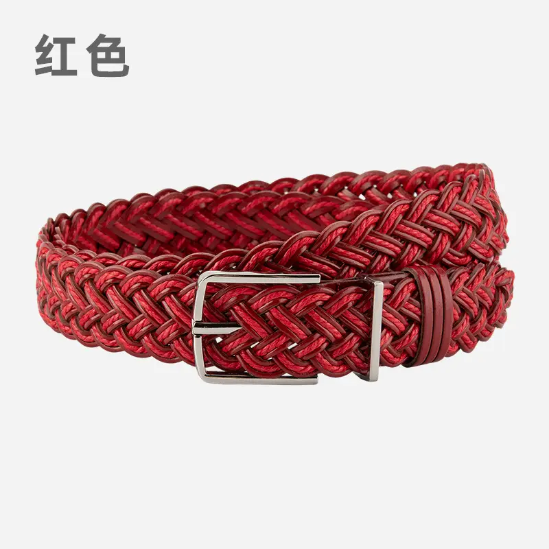 Hand-Woven Women's Pin Buckle Belt Brown - Image 2