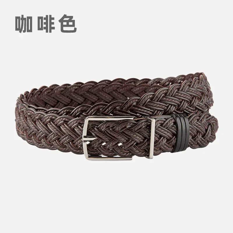 Hand-Woven Women's Pin Buckle Belt Brown - Image 3