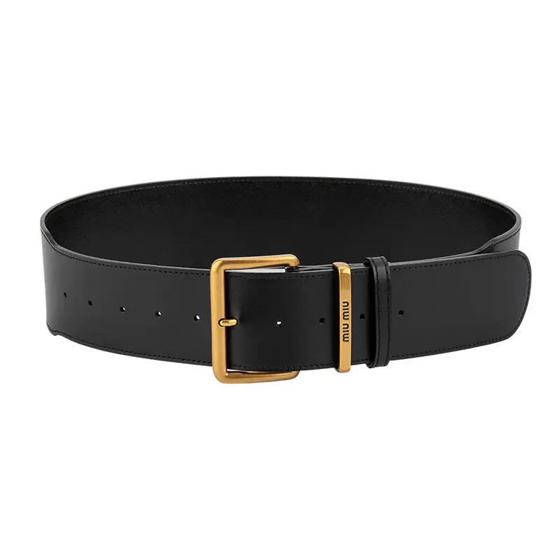 New Black Genuine Leather Wide Belt for Women with Pin Buckle - Image 7