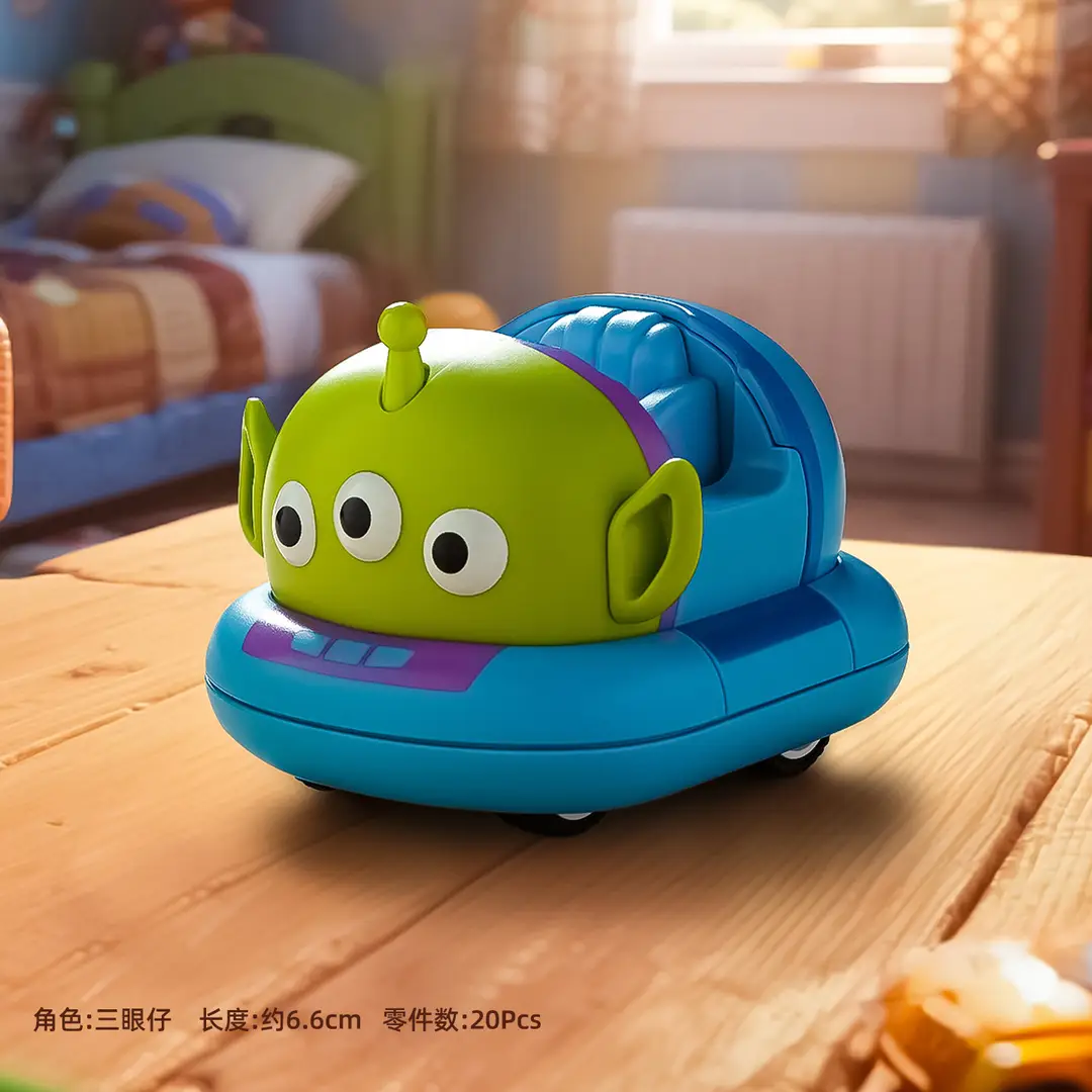 Disney-Themed Double-Back Pull-Back Bumper Car Building Blocks Educational Assembly Toy Toy Story Buzz Lightyear Tron