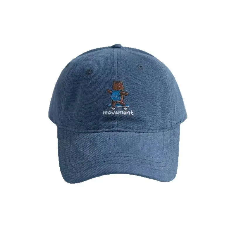 Kau Studio Embroidered Baseball Cap Purple Skateboard Bear Sunshade Hat
