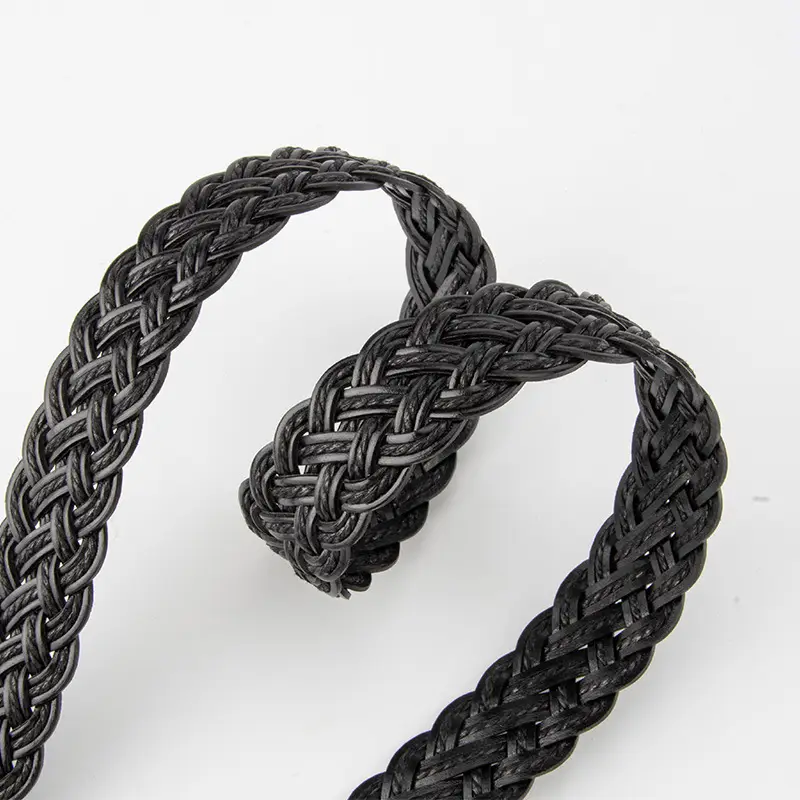Women's Handwoven Belt Black Brown Punch Free European American High End Decorative