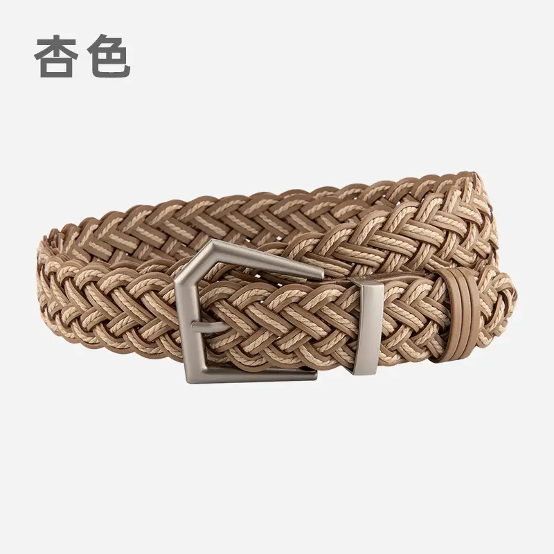 Women's Handwoven Belt Black Brown Punch Free European American High End Decorative