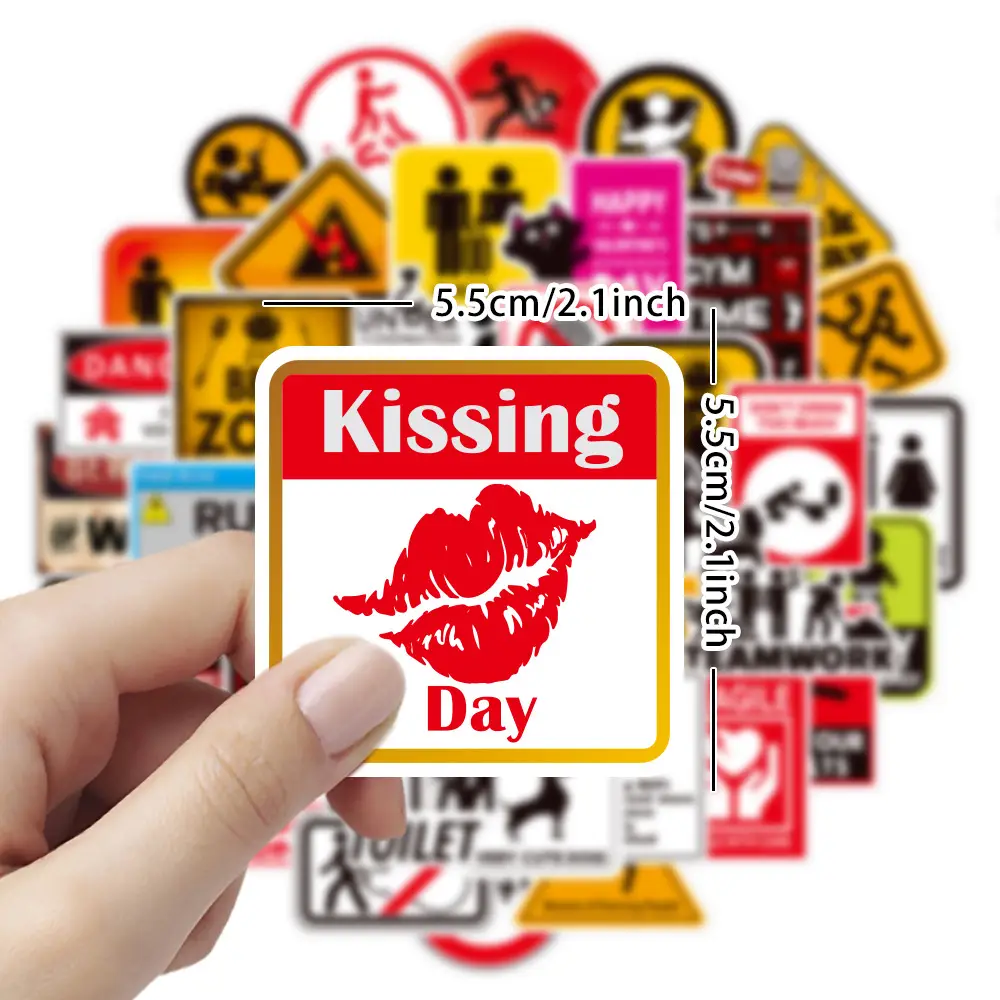 100Pcs Warning Sign Stickers Danger Prohibition Signs Notebook Motorcycle Mobile Phone Graffiti Children Stickers Lot